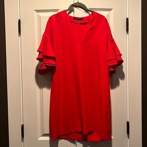 Zara Womens Orange Crepe Dress